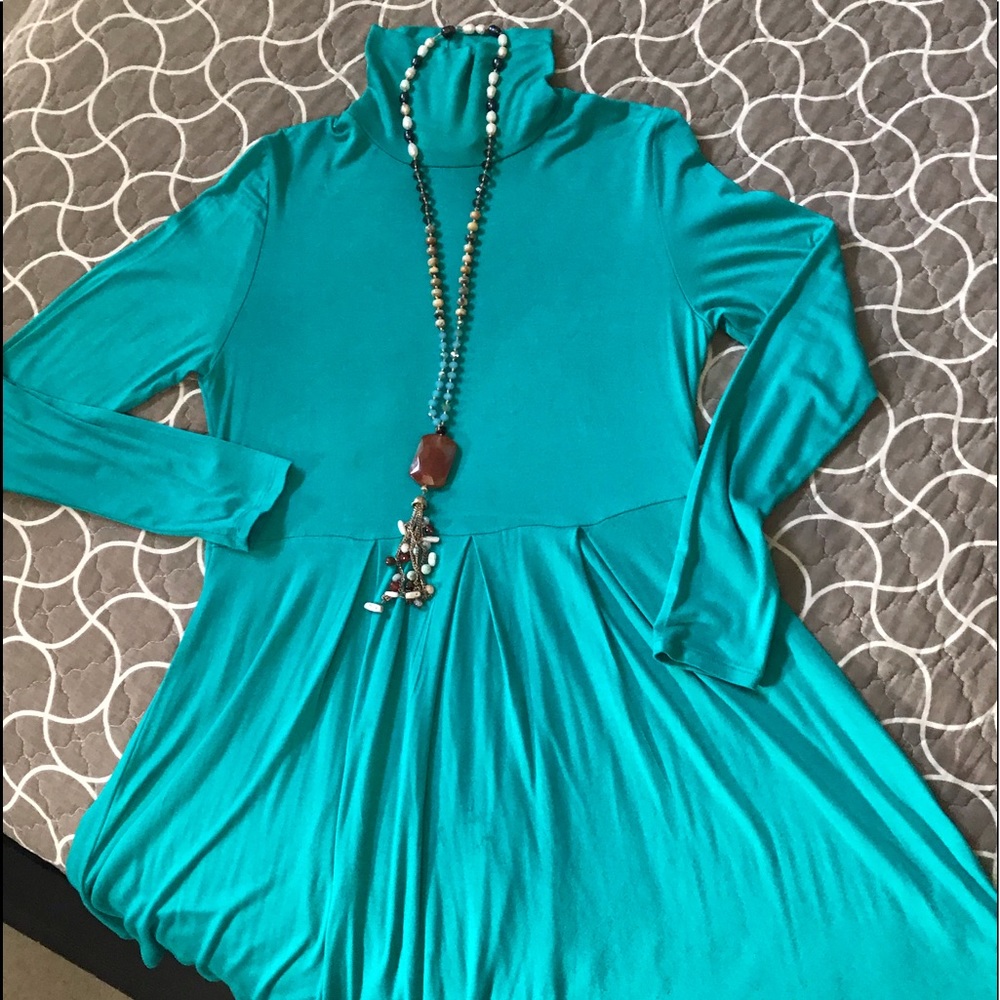 Teal tunic turtleneck